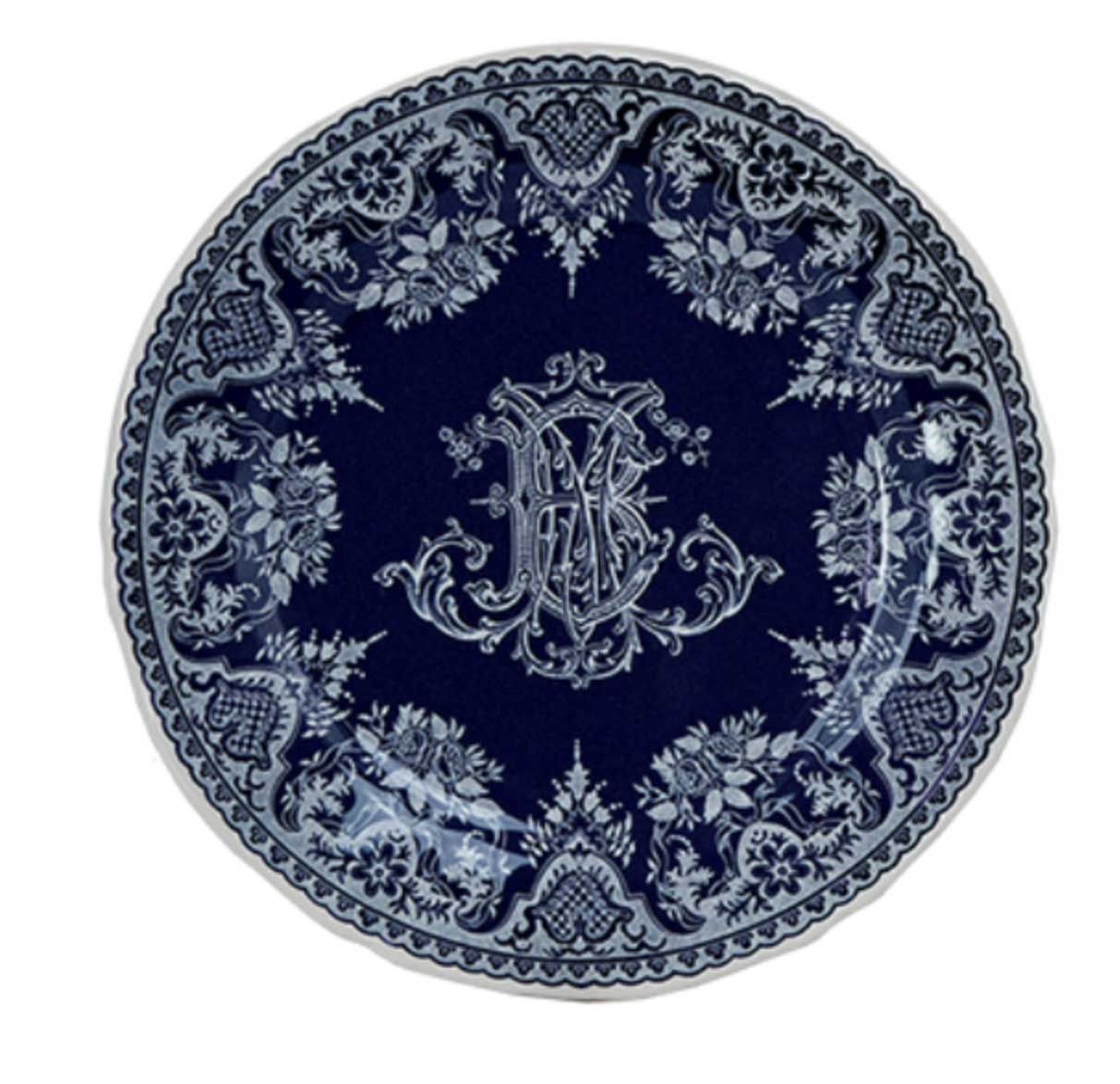 Gien France Les Depareillees Blue Dessert Plates Monogramme Set of 4, 1849B4D226, 3660838022390