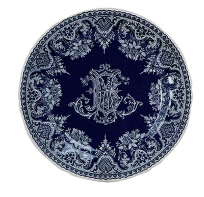Gien France Les Depareillees Blue Dessert Plates Monogramme Set of 4, 1849B4D226, 3660838022390