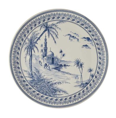 Gien France Les Depareillees Blue Cake Platter, 1849BPGB03, 3660838028187