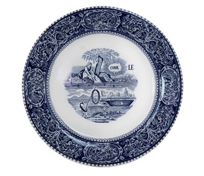 Gien France Les Depareillees Blue Dinner Plates Rebus Set of 4, 1849B4M550, 3660838022369