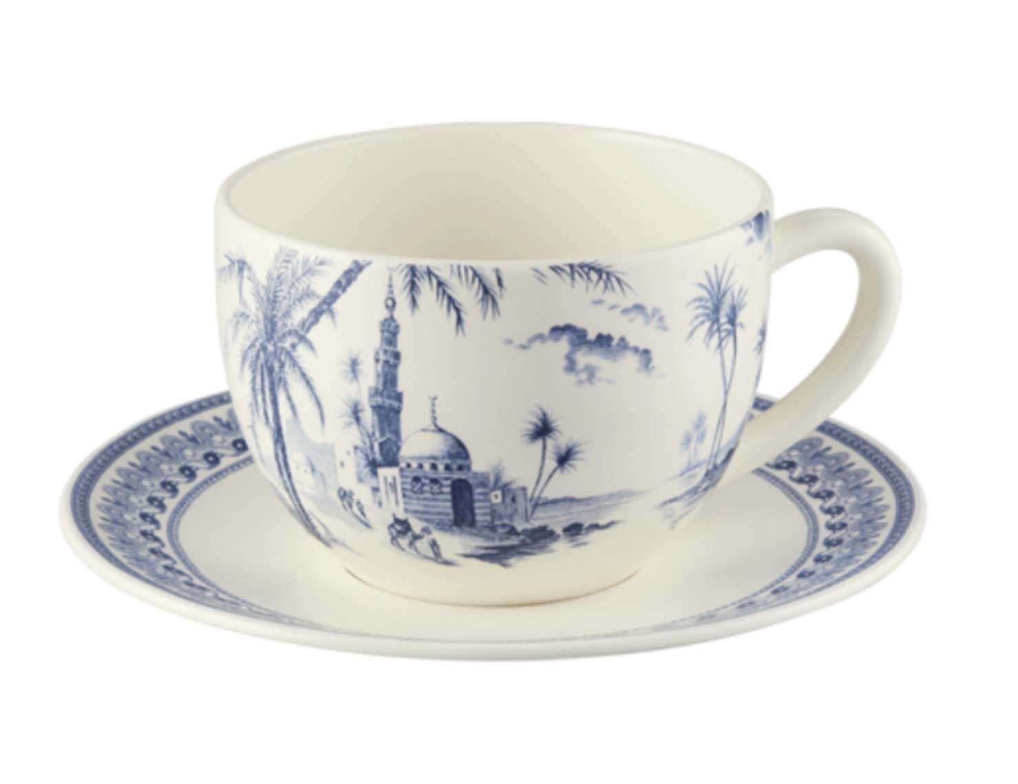 Gien France Les Depareillees Blue Jumbo Cup &amp; Saucer, 18491PTJ01, 3660838028224