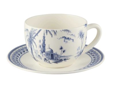 Gien France Les Depareillees Blue Jumbo Cup &amp; Saucer, 18491PTJ01, 3660838028224