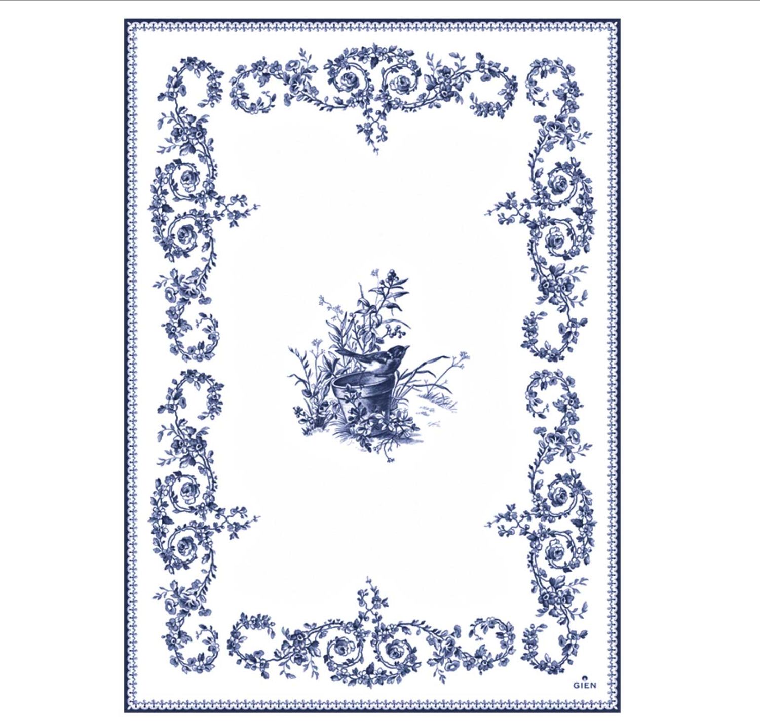 Gien France Les Depareillees Blue Towels Oiseau Set of 2, 8010DBTO12, 3660838027289
