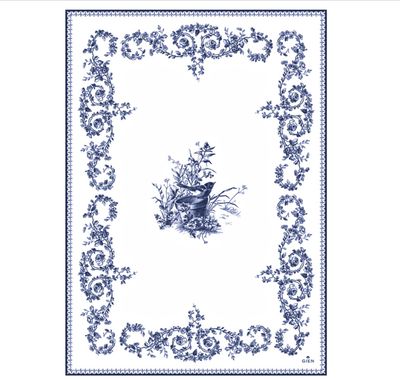 Gien France Les Depareillees Blue Towels Oiseau Set of 2, 8010DBTO12, 3660838027289