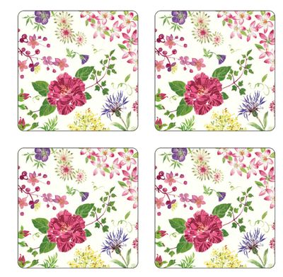 Gien France Millefleurs Acrylic Coasters Set of 4, 8009MFDV01, 840769081885
