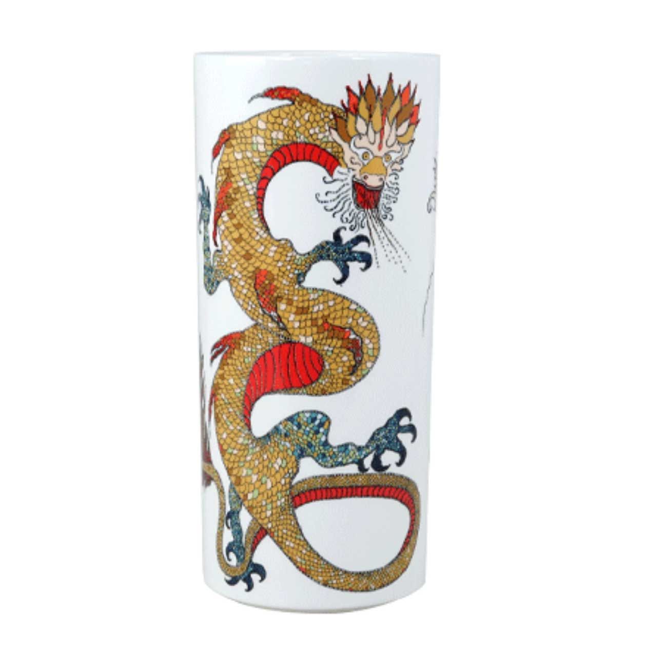 Gien France La Prestic Ouiston Cylinder Vase Dragon, 1861CVD200, 3660838029955
