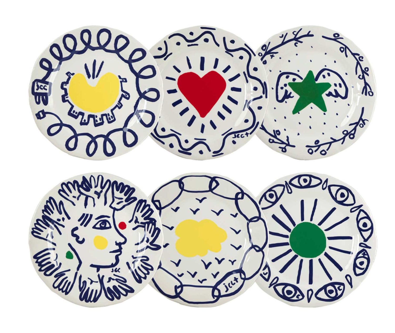 Gien France Archipel Sentimental Dessert Plates Assorted Set of 6, 1860B6AD26, 3660838028798