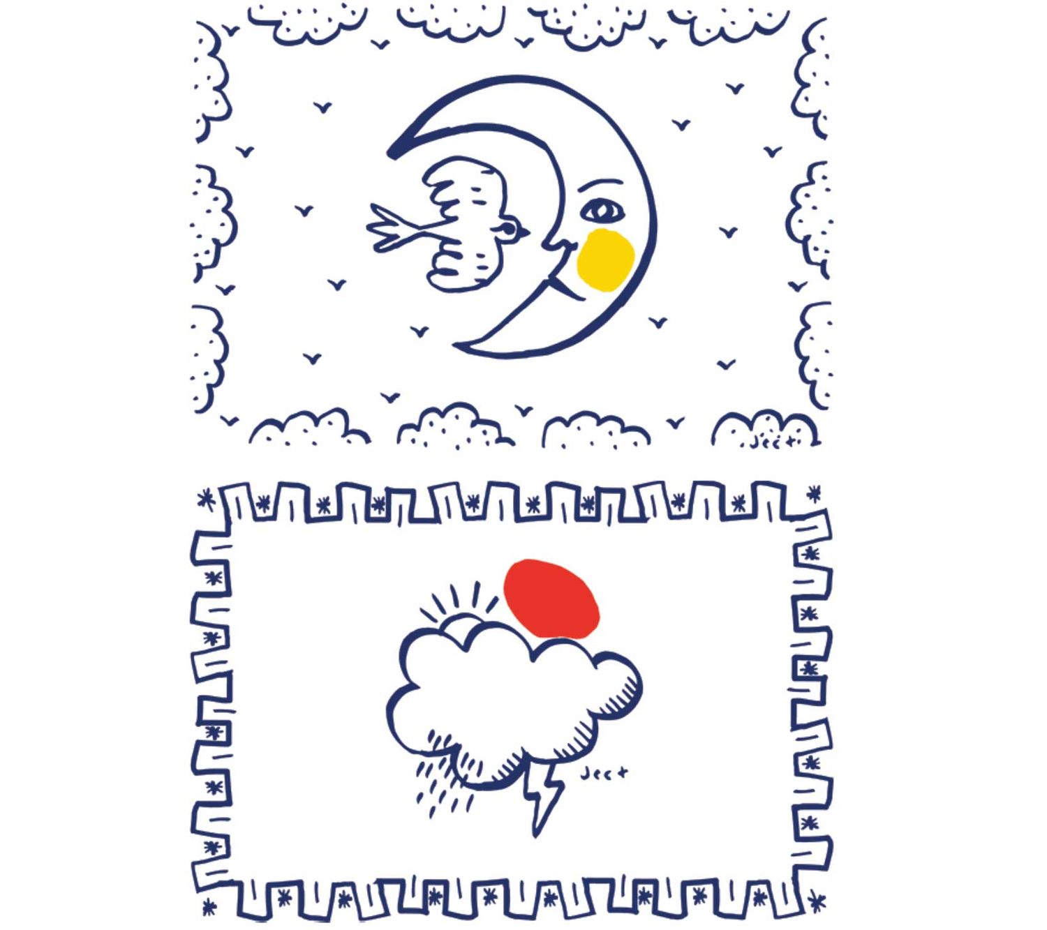 Gien France Archipel Sentimental Placemats Moon And Cloud Set of 2, 8010ASST02, 3660838029153