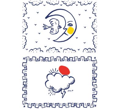 Gien France Archipel Sentimental Placemats Moon And Cloud Set of 2, 8010ASST02, 3660838029153