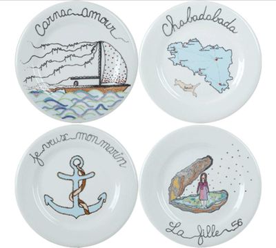 Gien France La Prestic Ouiston Dessert Plates Assorted Set of 4, 1861B4AD50, 3660838029788