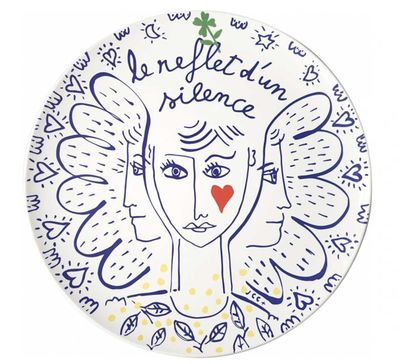 Gien France Archipel Sentimental Large Wall Platter Reflet DUn Silence, 1860CF1203, 3660838031408