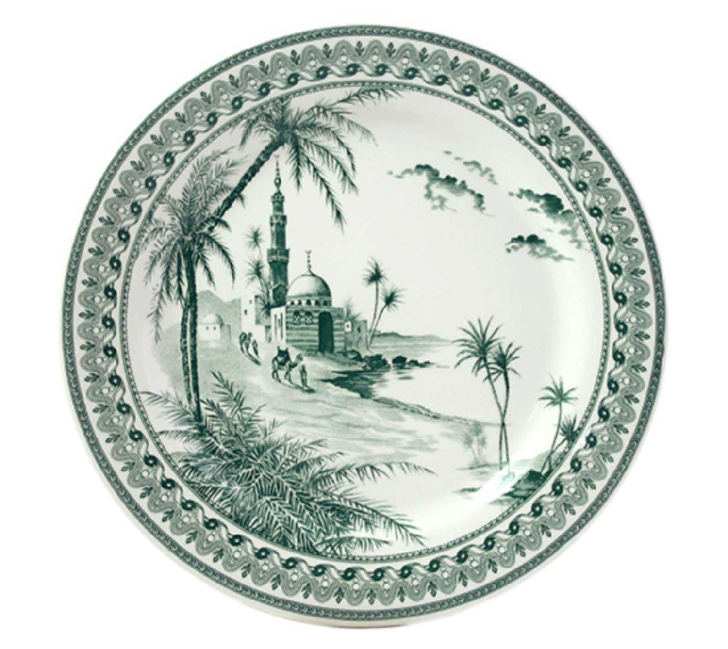 Gien France Les Depareillees Green Dinner Plates Vues DOrient Set of 4, 1841B4M650, 3660838022253