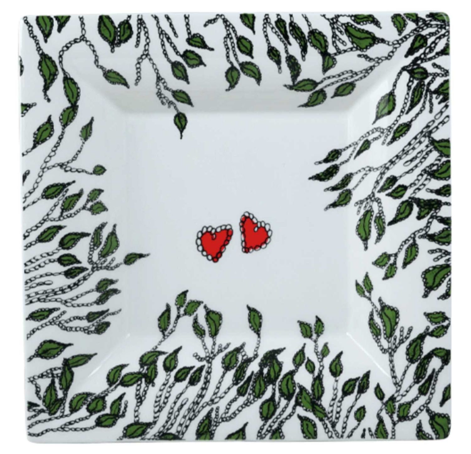 Gien France La Prestic Ouiston Square Candy Tray Xl Heart, 1861C1X101, 3660838029856