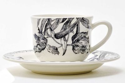 Gien France Tulipes Espresso Cups &amp; Saucers Set of 2, 17012PTC50, 3660838031750