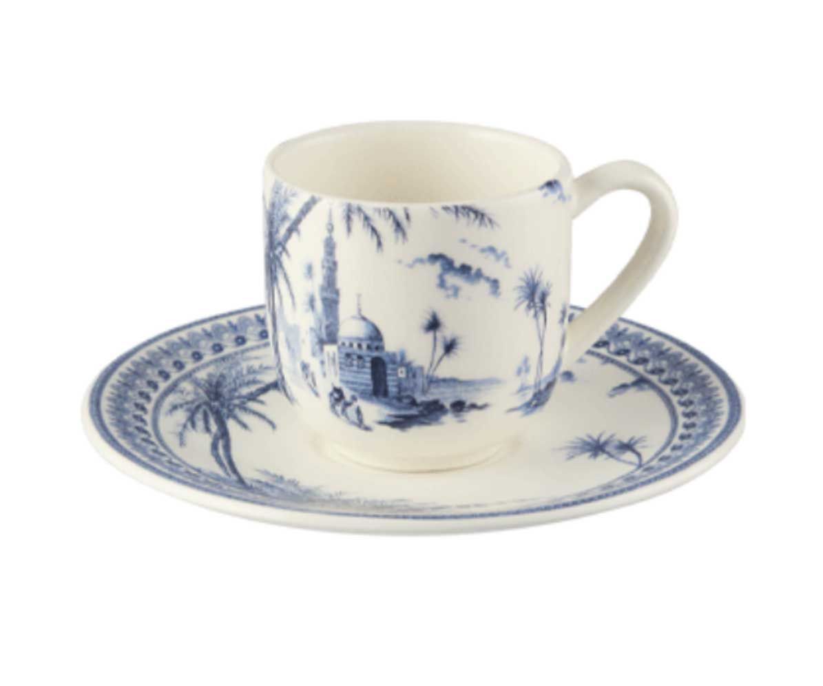 Gien France Les Depareillees Blue Espresso Cups &amp; Saucers Set of 2, 18492PTM01, 3660838028408
