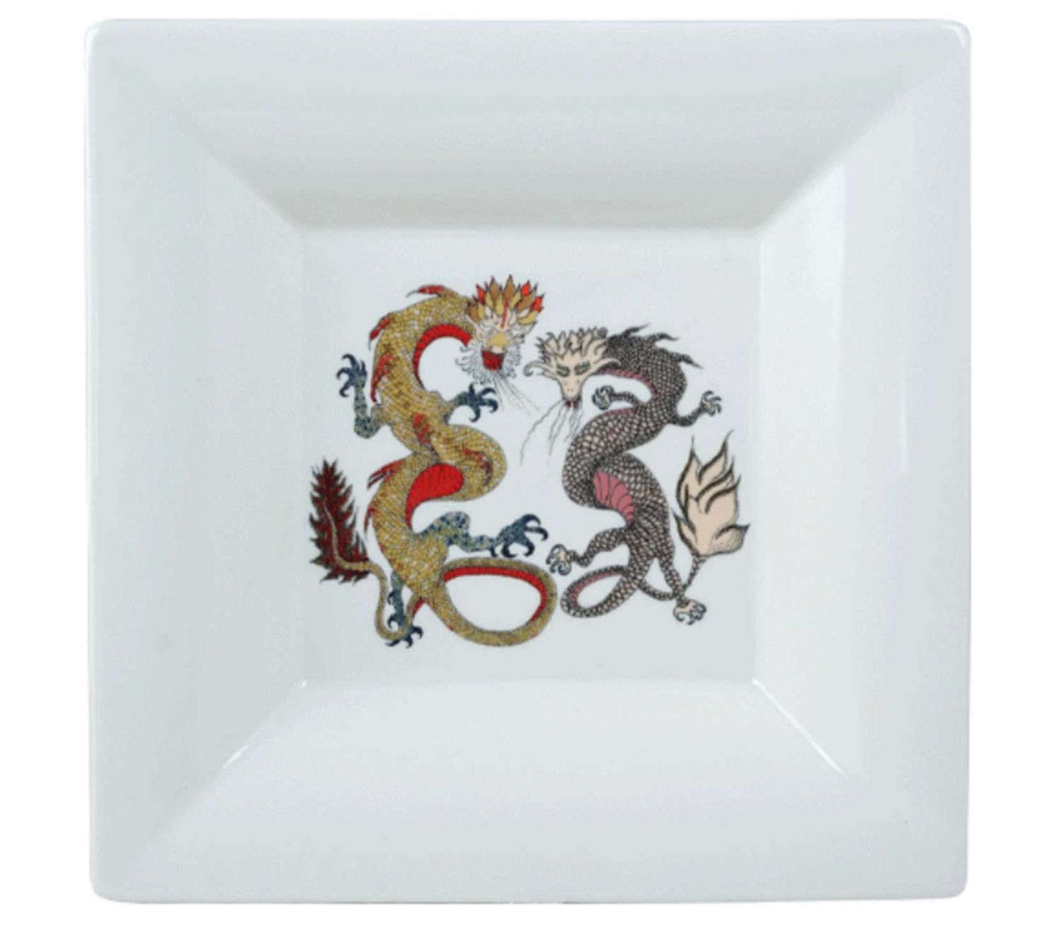 Gien France La Prestic Ouiston Square Candy Tray Xl Dragon, 1861C1X201, 3660838029870