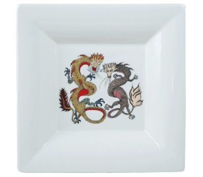 Gien France La Prestic Ouiston Square Candy Tray Xl Dragon, 1861C1X201, 3660838029870