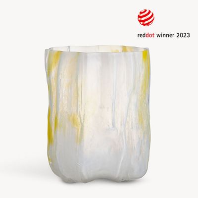 Kosta Boda Crackle Vase Lemon Sorbet Tall, 7042411, 7321646103256