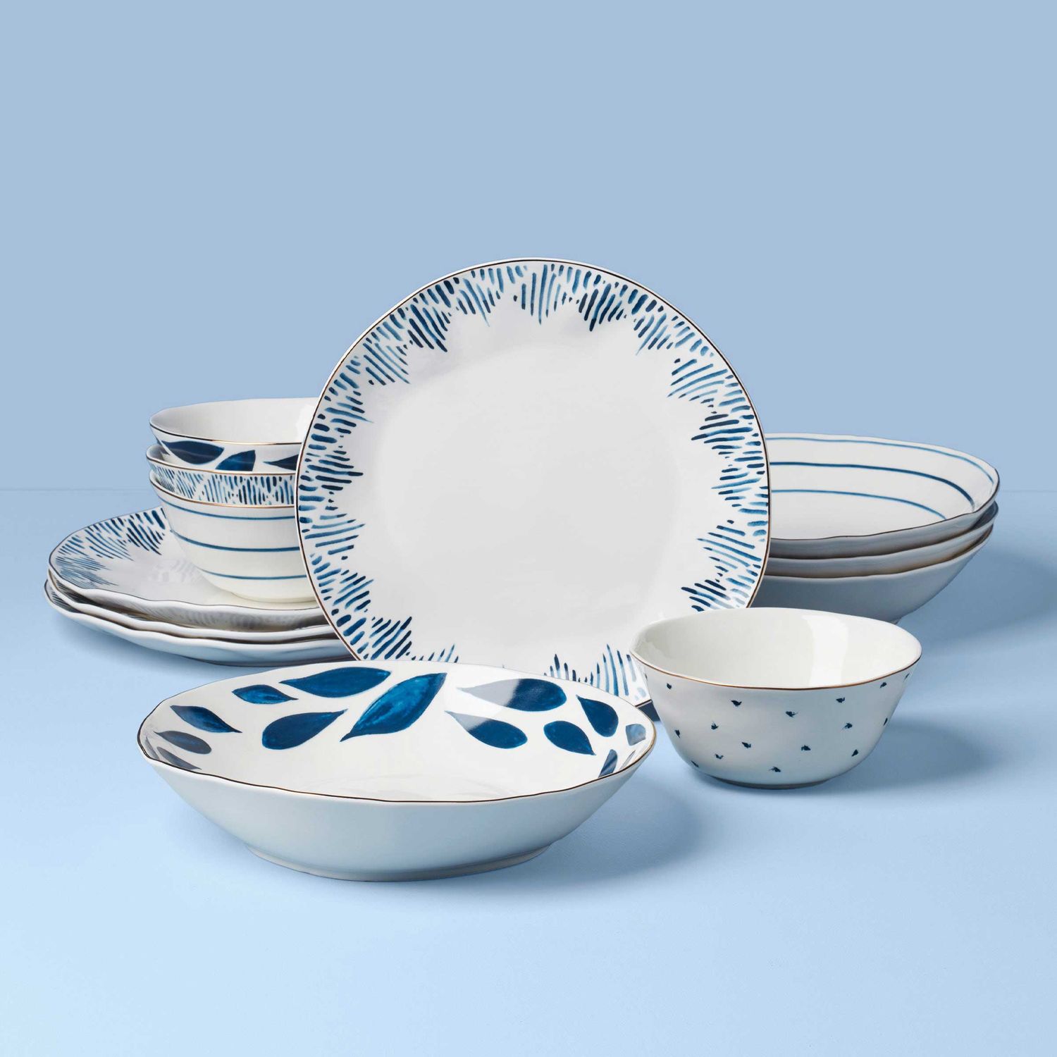 Lenox Blue Bay Ikat 12 Piece Dinnerware Set , MPN: 897387, UPC: 194372036337