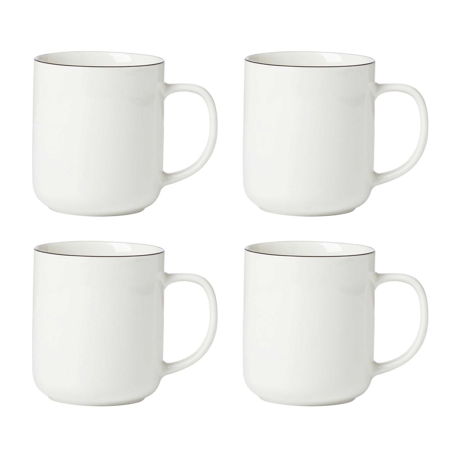 Oneida 24 Seven Black Rim Mugs Set of 4, MPN: 896603, UPC: 079363146793