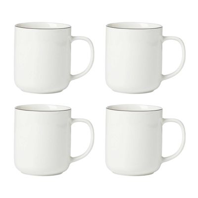 Oneida 24 Seven Black Rim Mugs Set of 4, MPN: 896603, UPC: 079363146793