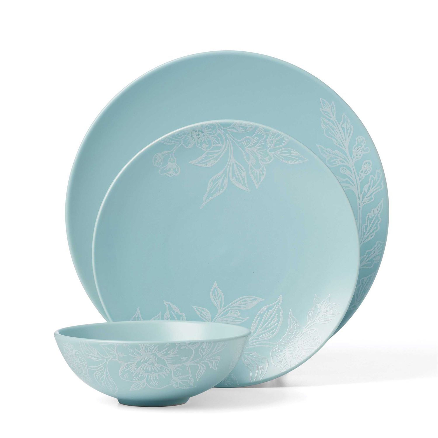 Oneida Roseto French Blue 12 Piece Dinnerware Set, MPN: 897393, UPC: 079363148698
