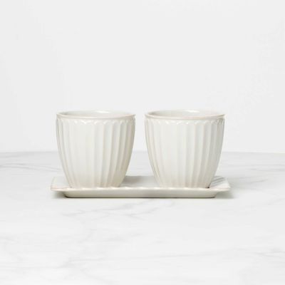 Lenox Frnch Perle Scallop Herb Pot with Tray Set of 2, MPN: 896914, UPC: 194372033152
