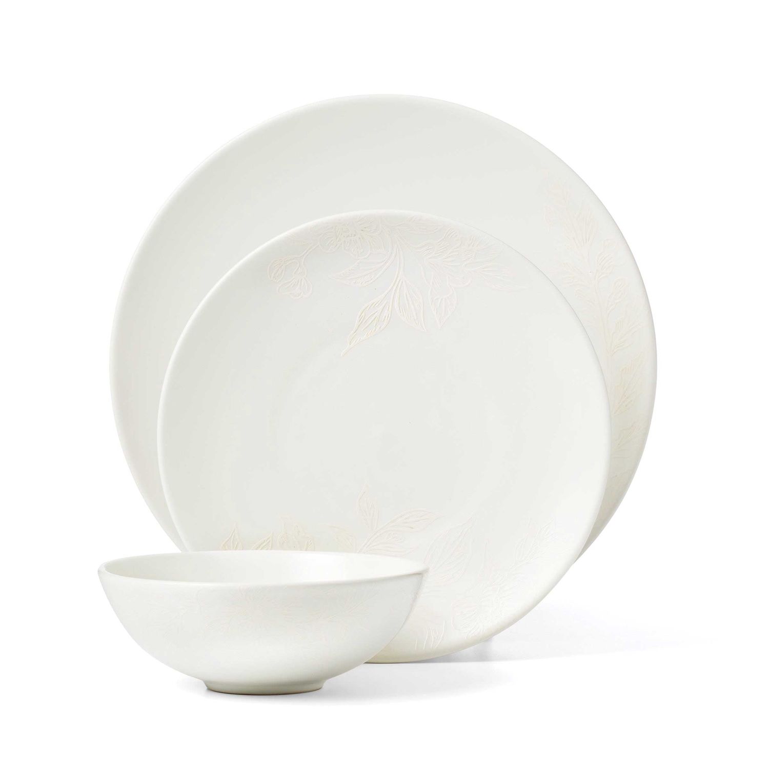 Oneida Roseto White 12 Piece Dinnerware Set, MPN: 897397, UPC: 079363148612