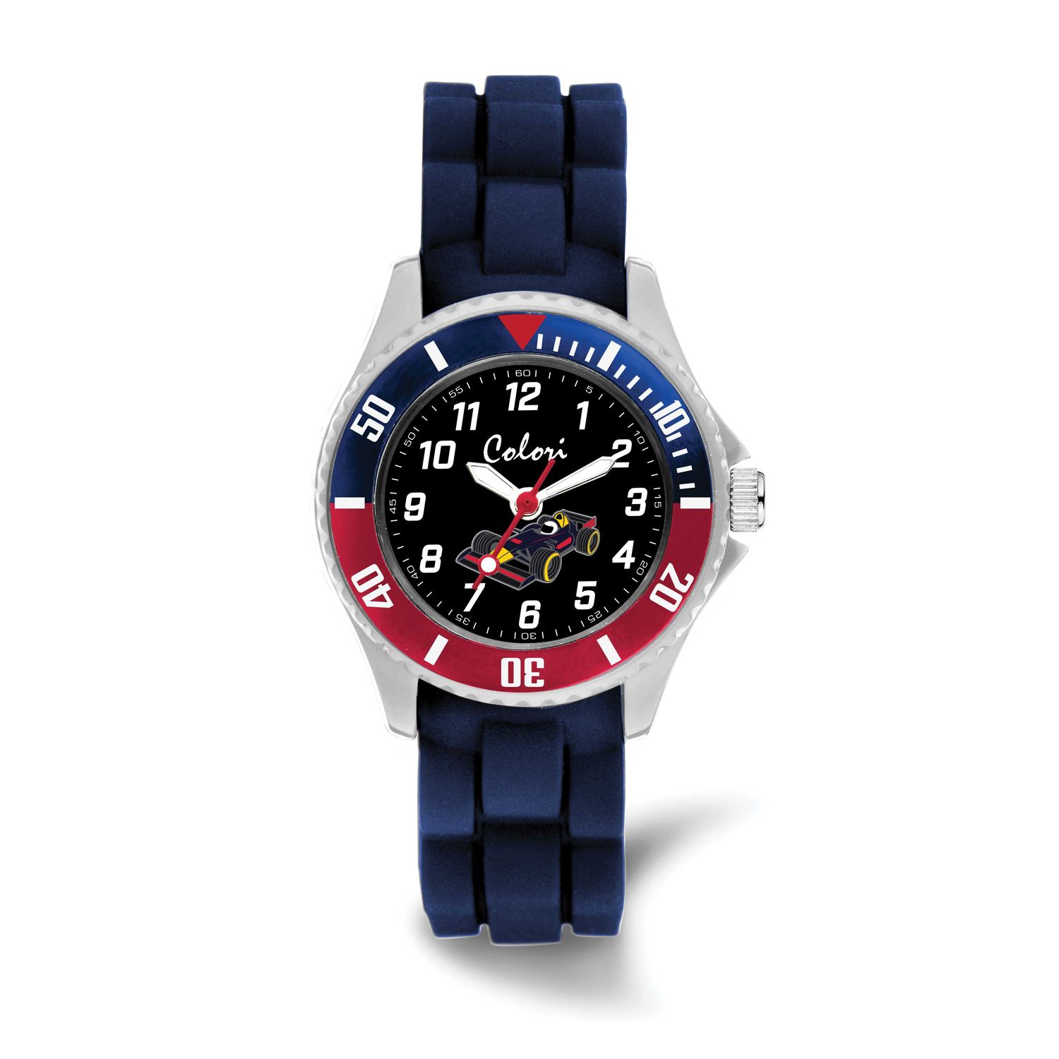 Colori Kids 30mm Race Car Dial with Blue Silicone Band Watch XWA6668