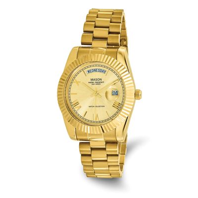 Mason Sales Stainless Steel Yellow IP-plated with Day and Date Watch XWA6619