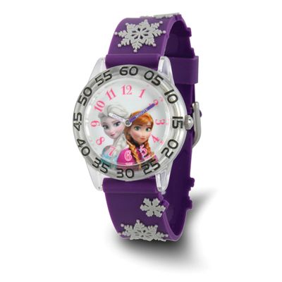 Disney Frozen Elsa and Anna Purple Snowflake Band Time Teacher Watch XWA6768