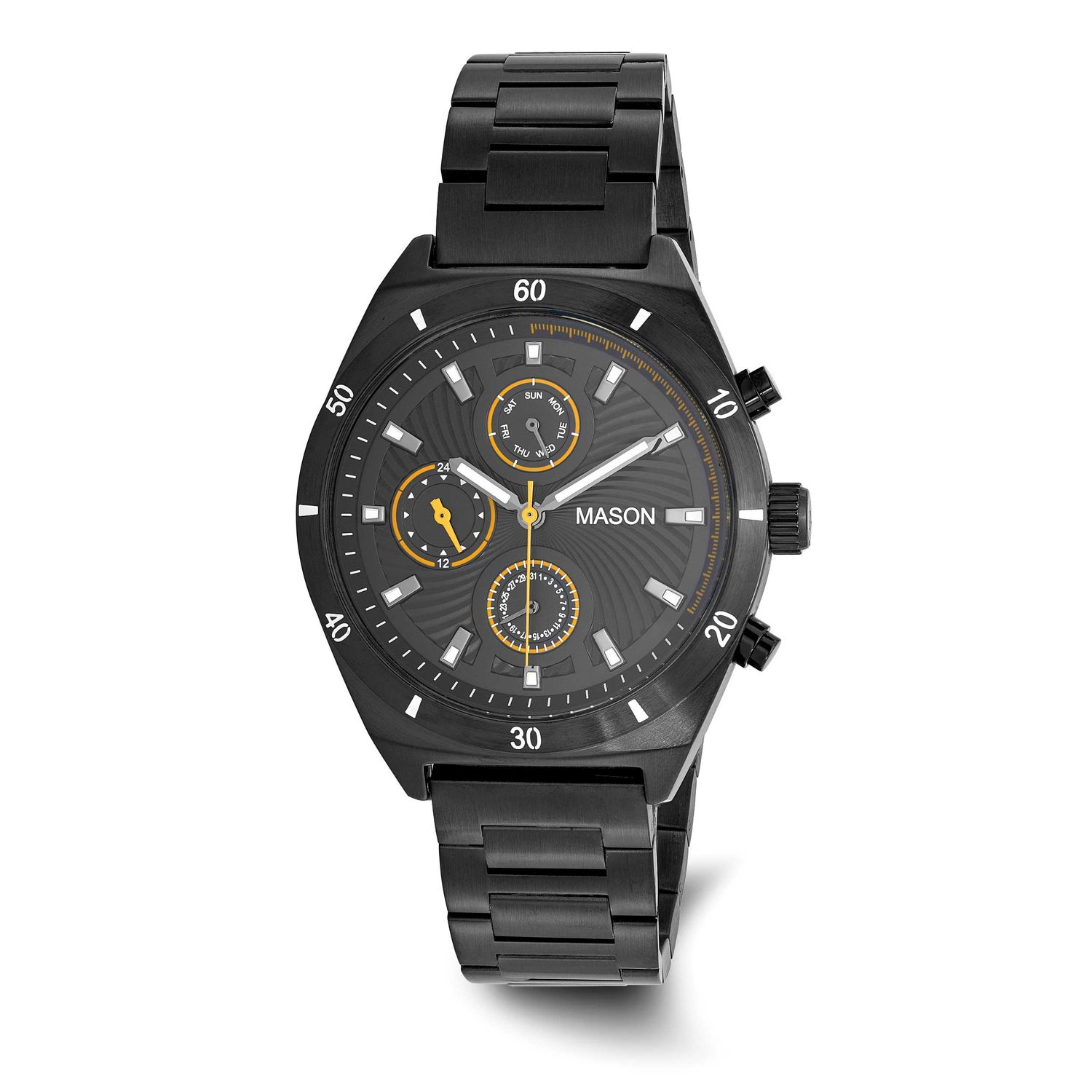 Mason Sales Stainless Steel Black IP-plated Chronograph Tan Trim Watch XWA6629