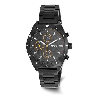 Mason Sales Stainless Steel Black IP-plated Chronograph Tan Trim Watch XWA6629