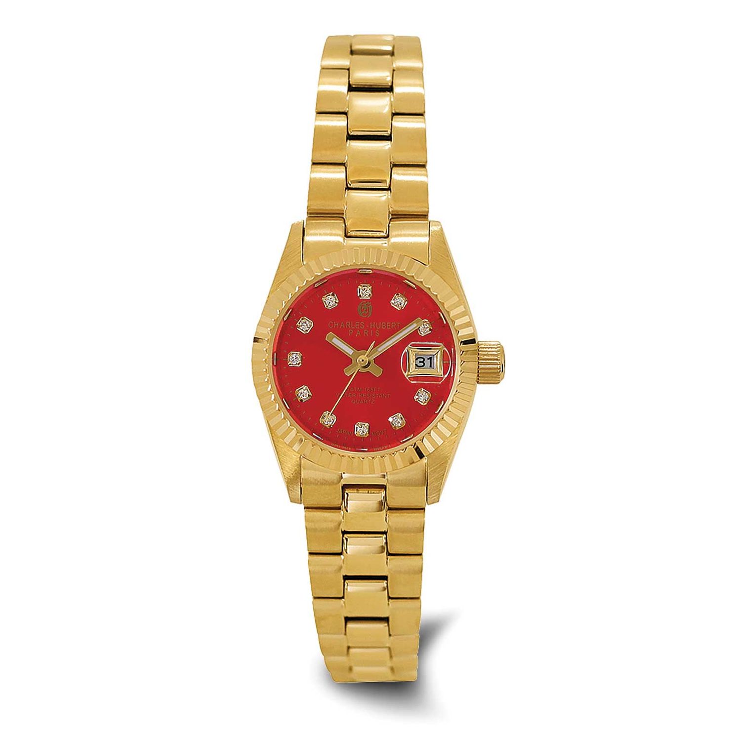 Charles-Hubert Yellow IP-plated Stainless Steel Quartz Red Dial with Dial Watch XWA6859