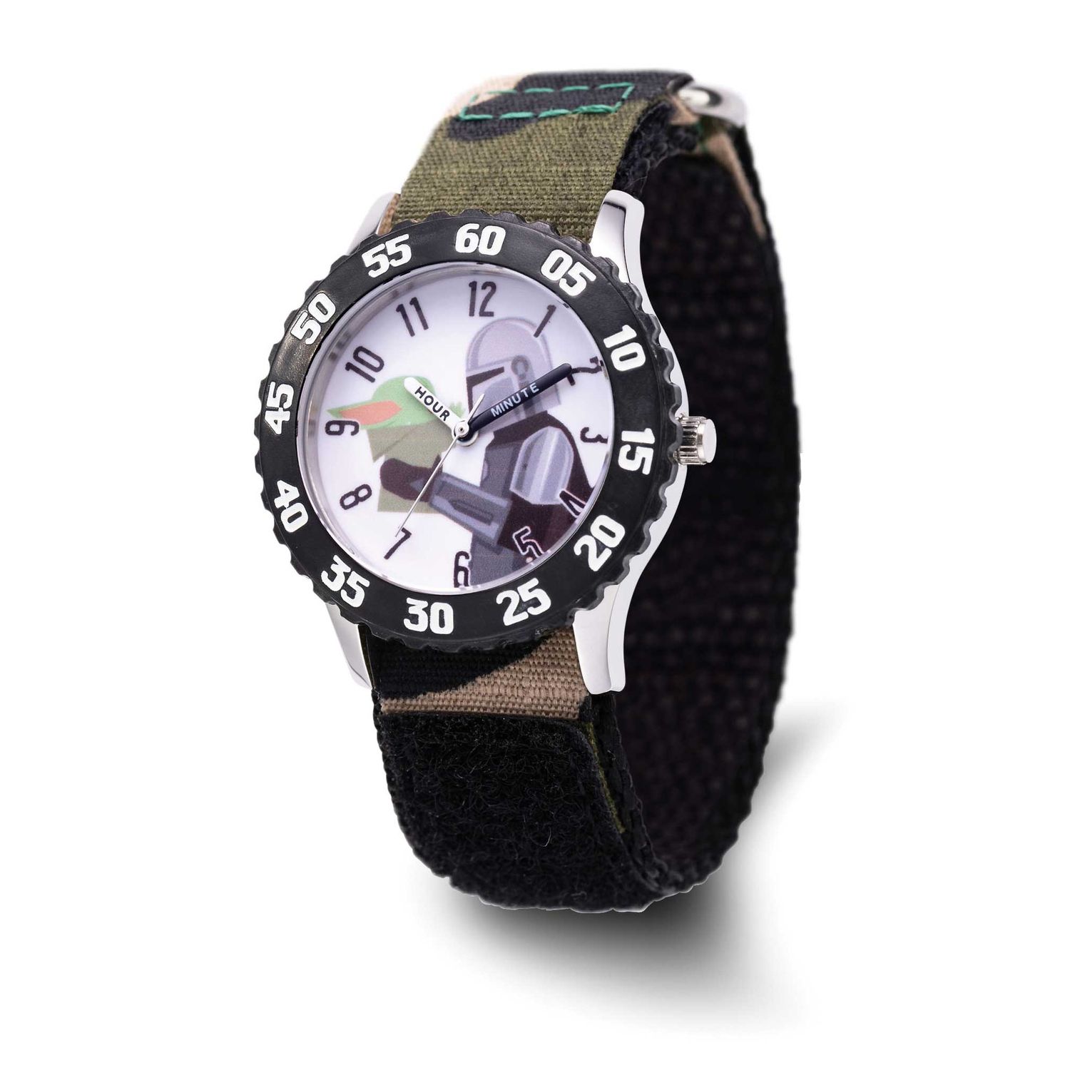 Star Wars The Mandalorian, The Child Kids Camo Nylon Band Time Teacher Watch XWA6712