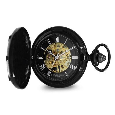 Charles-Hubert Black-Plated Full Hunter Mechanical Pocket Watch XWA6872
