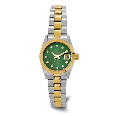 Charles-Hubert Two-Tone Yellow IP-plated Stainless Steel Quartz Green Dial Watch XWA6852