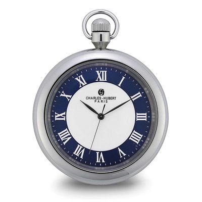 Charles-Hubert Stainless Steel Open Face Quartz Pocket Watch XWA6866