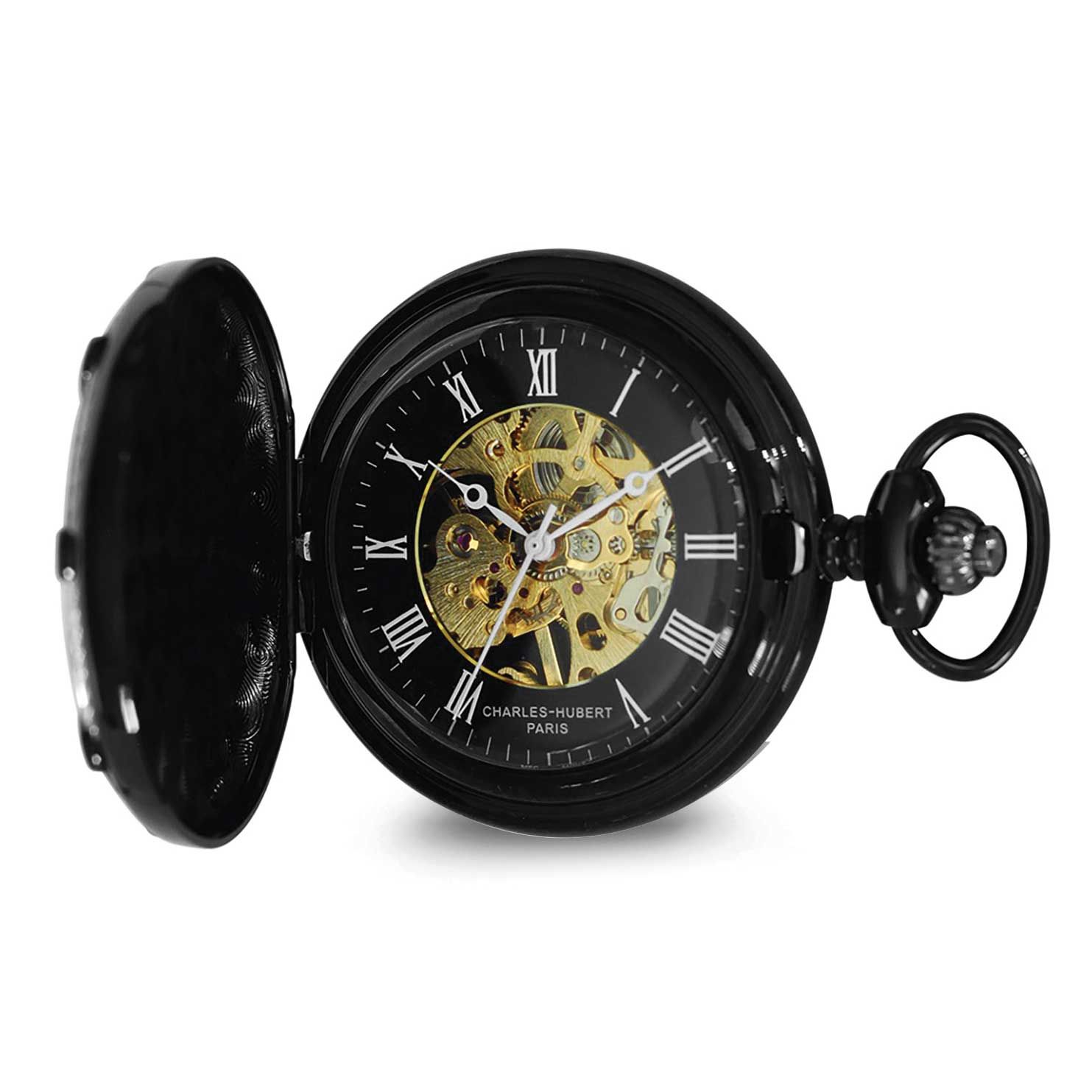Charles-Hubert Black-Plated Full Hunter Mechanical Pocket Watch XWA6871