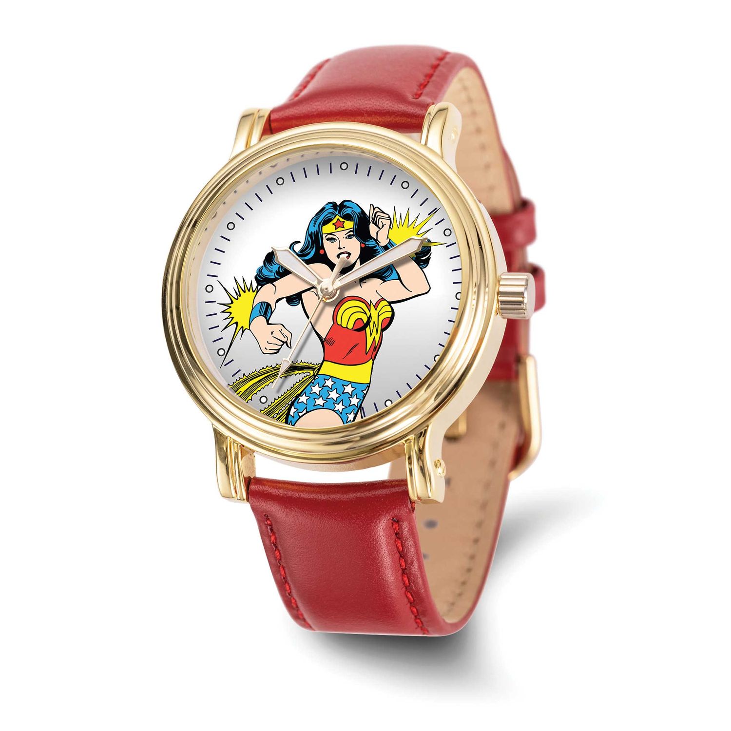 Warner Brothers Adult Size Wonder Woman Red Leather Band Watch XWA6682