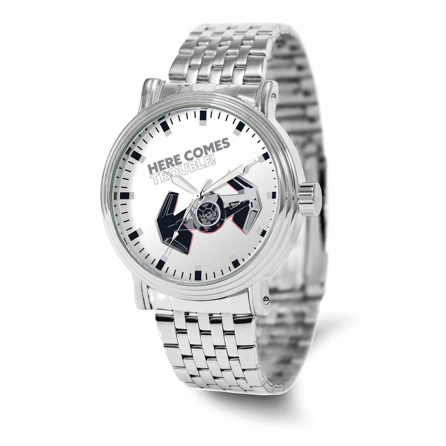 Start Wars Adult Size Darth Vader Tie Fighter Ship Silver-tone Watch XWA6715