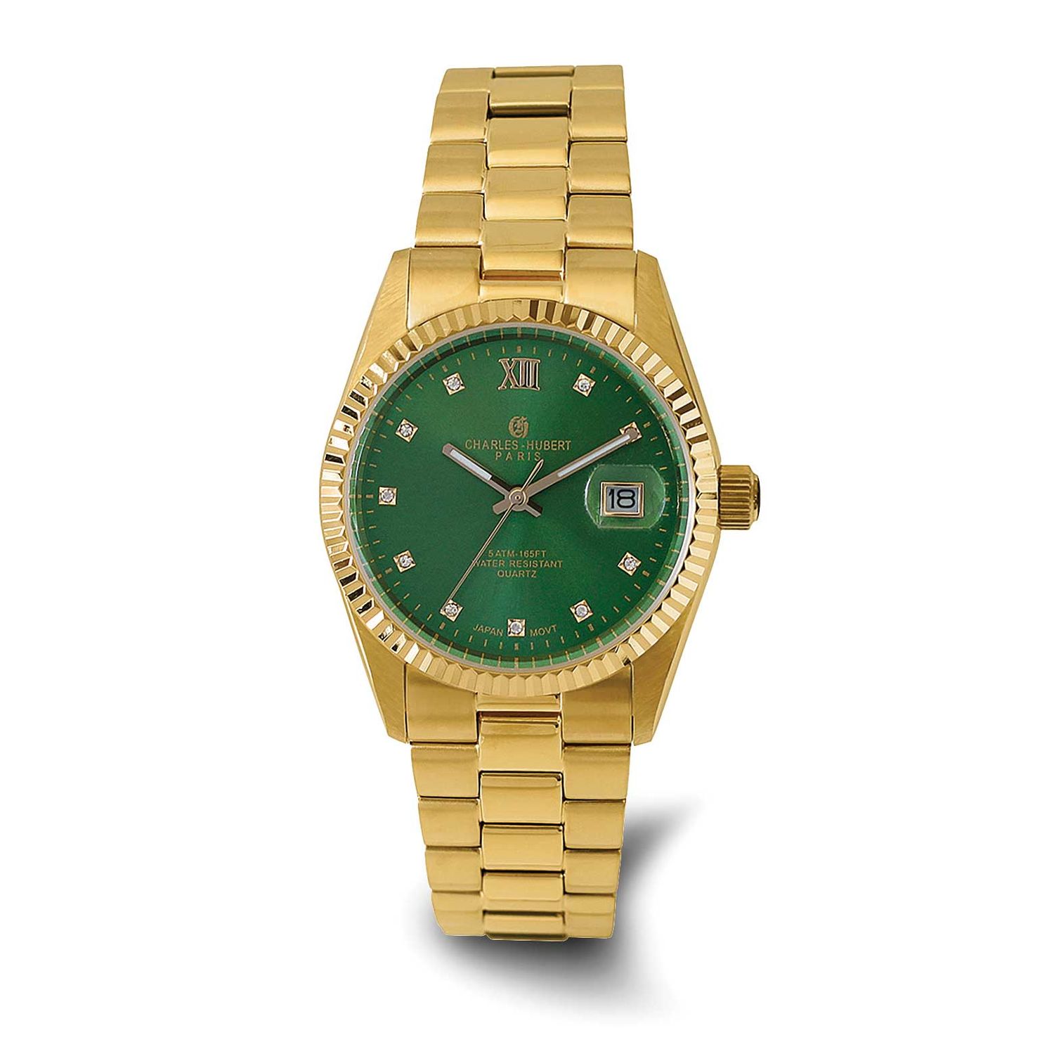 Charles-Hubert Yellow IP-plated Stainless Steel Quartz Green Dial Watch XWA6817