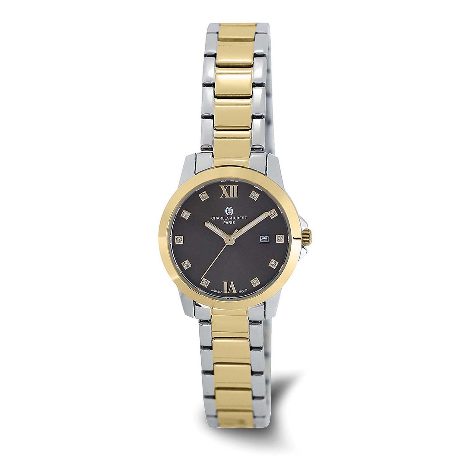 Charles-Hubert Two-Tone Yellow IP-Plated Stainless Steel Quartz Grey Dial with Date Watch XWA6839