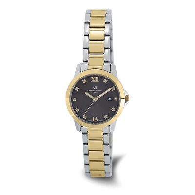 Charles-Hubert Two-Tone Yellow IP-Plated Stainless Steel Quartz Grey Dial with Date Watch XWA6839