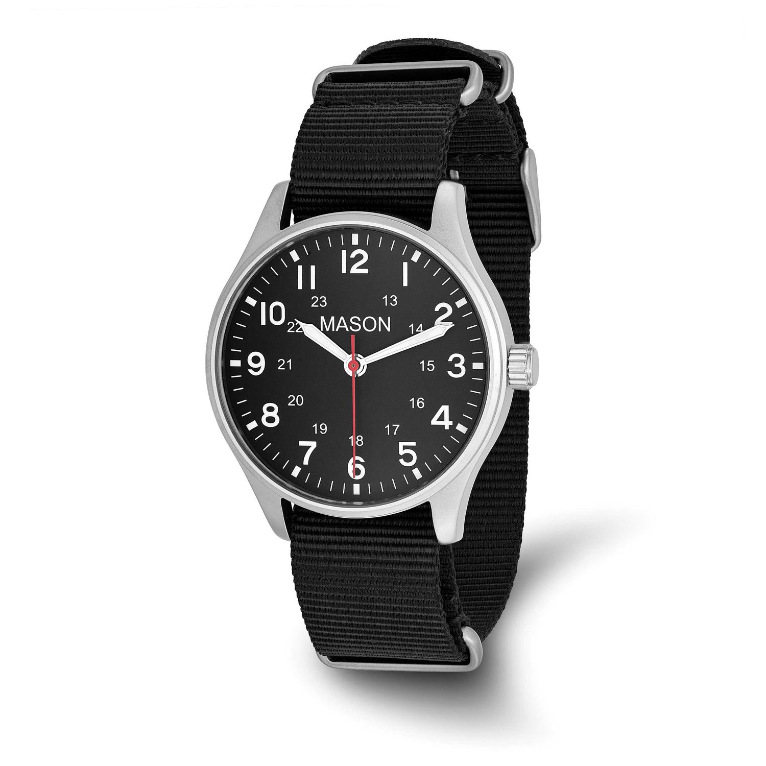 Mason Sales Stainless Steel Black Nylon Strap Watch XWA6626