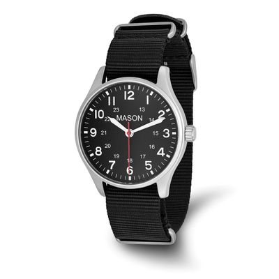 Mason Sales Stainless Steel Black Nylon Strap Watch XWA6626