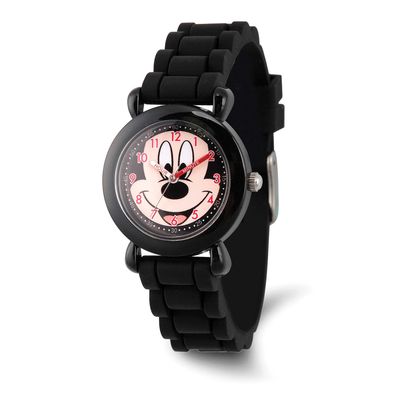 Disney Mickey Mouse Kids Black Silicone Band Time Teacher Watch XWA6762