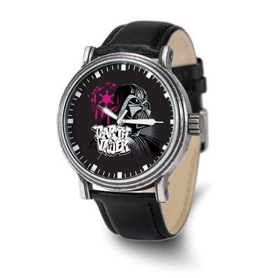 Star Wars Adult Size Darth Vader Black Leather Band Watch XWA6711
