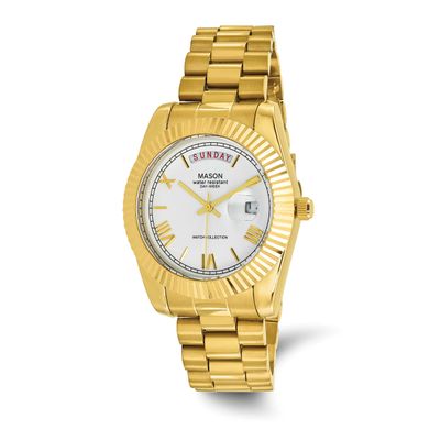 Mason Sales Stainless Steel Yellow IP-plated with Day and Date Watch XWA6620