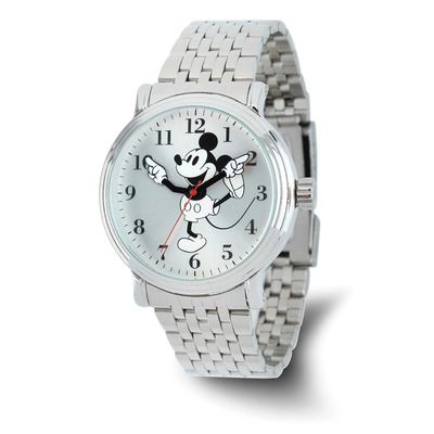 Disney Adult Size Mickey Mouse with Moving Arms Silver-tone Watch XWA6732